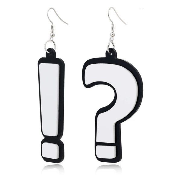 Large Acrylic Drop Exclamation Question Mark Earrings - Picture 1 of 1